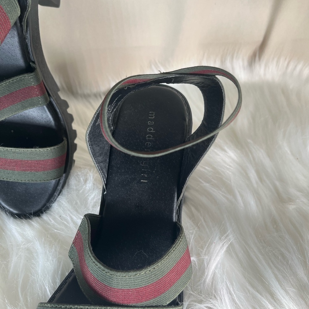 Madden Girl, Stylish Green and Red Women's Sandals - Picture 3 of 7